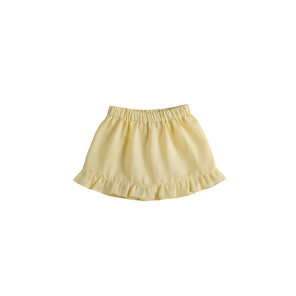 Girls ruffle skirt Lemon linen back