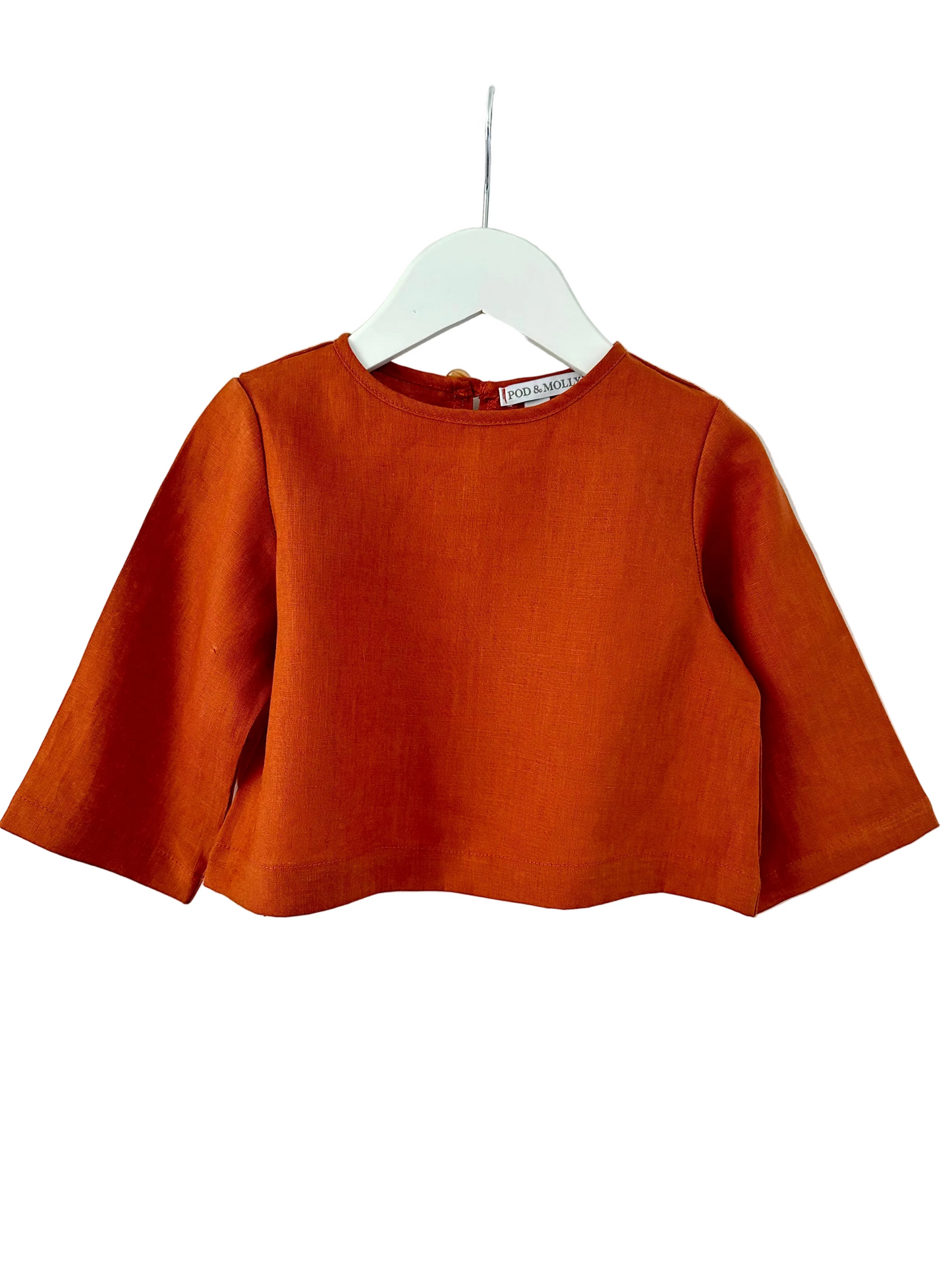 Esther girls linen top paprika