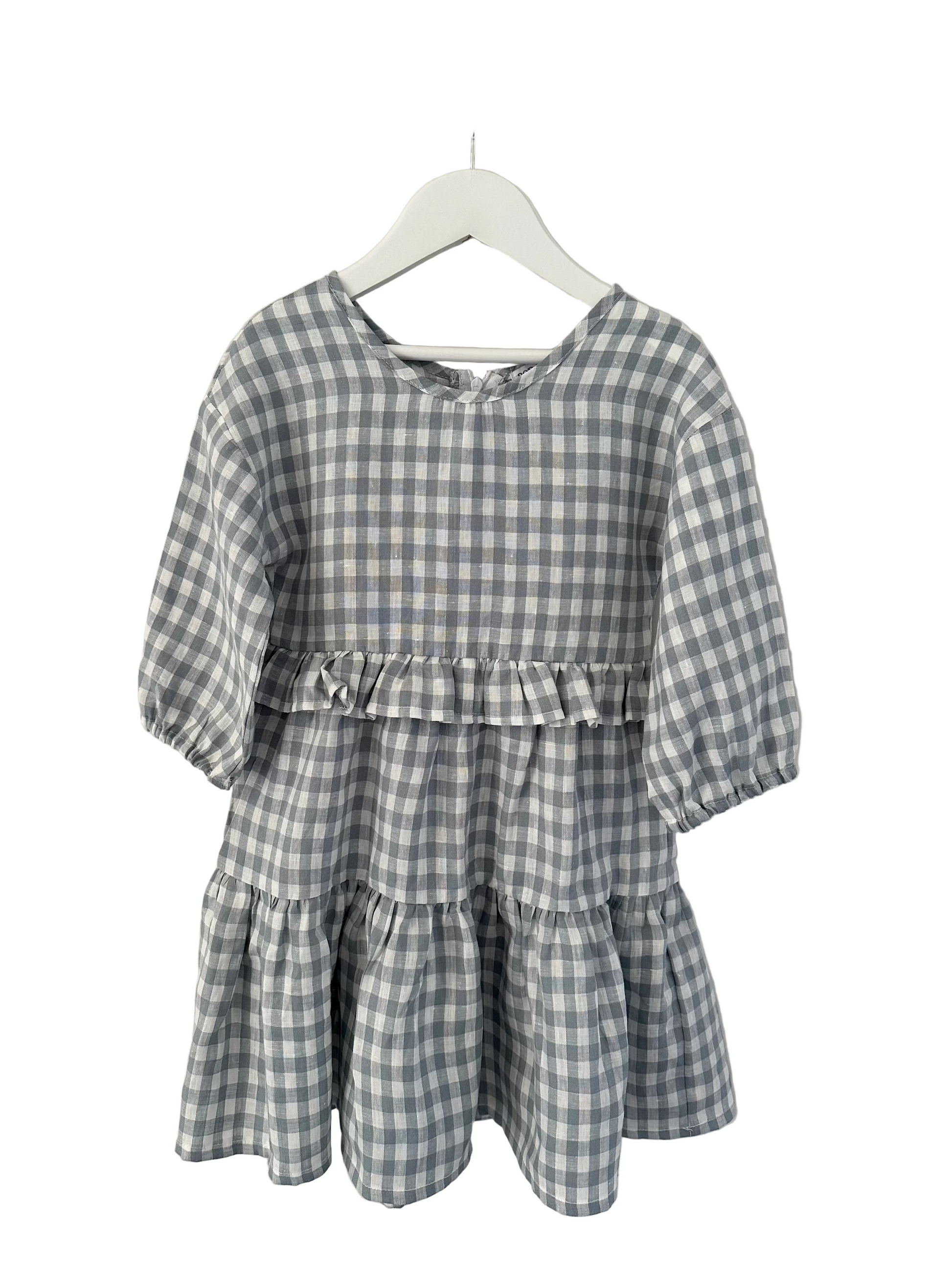 Elke Dress pale blue check front
