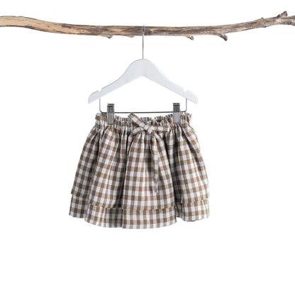 Girls check short skirt front