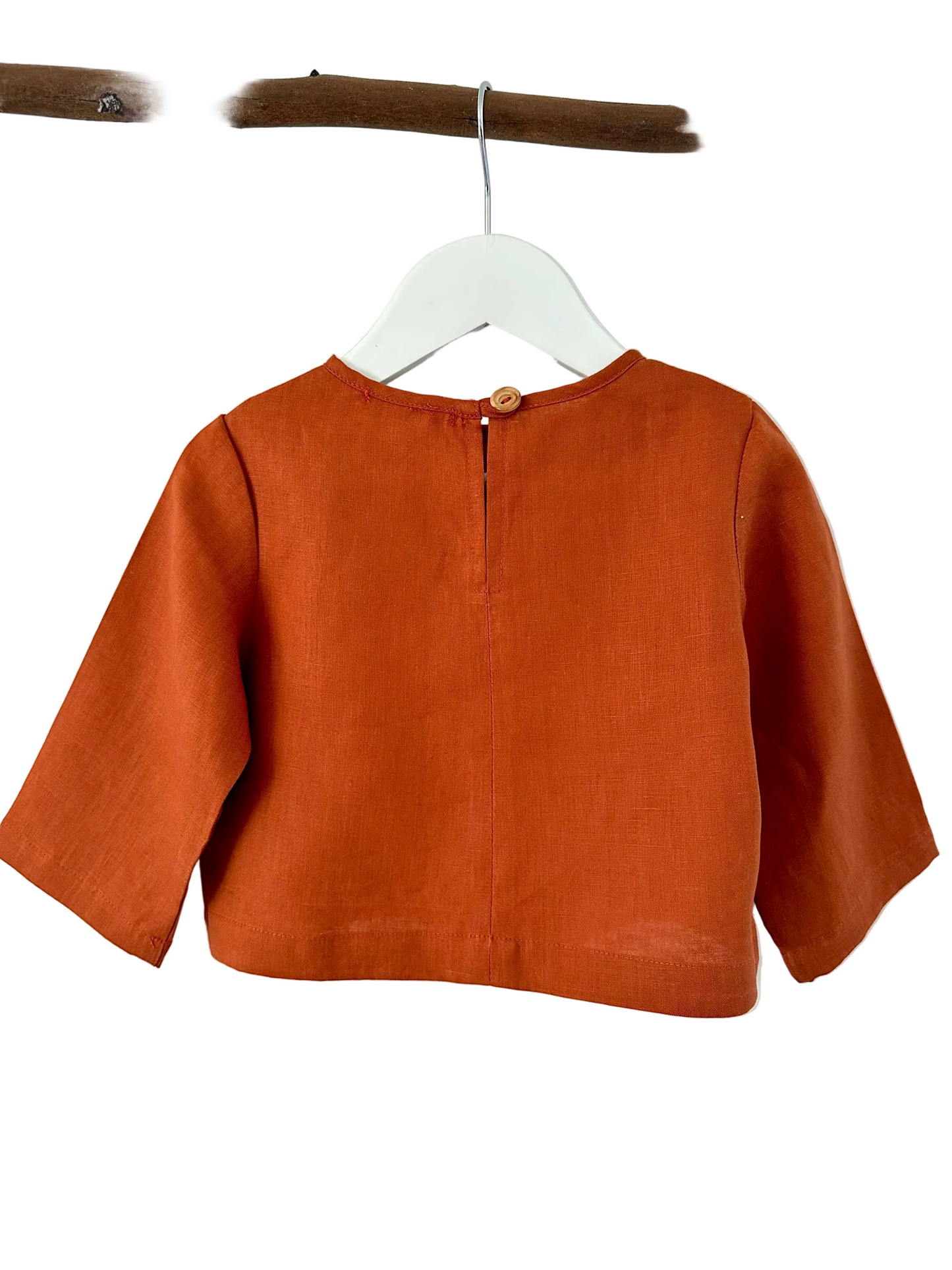 Esther girls linen top paprika back
