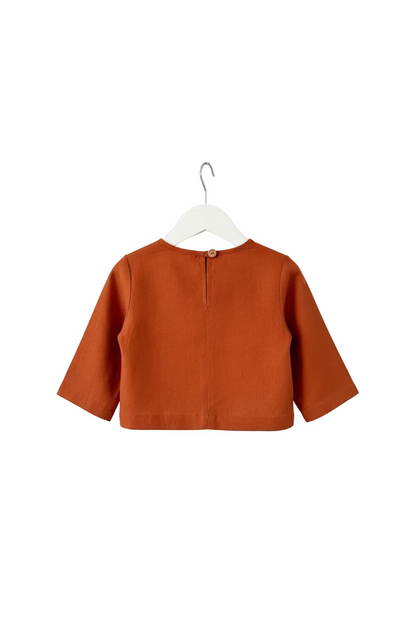 Esther girls linen top paprika back