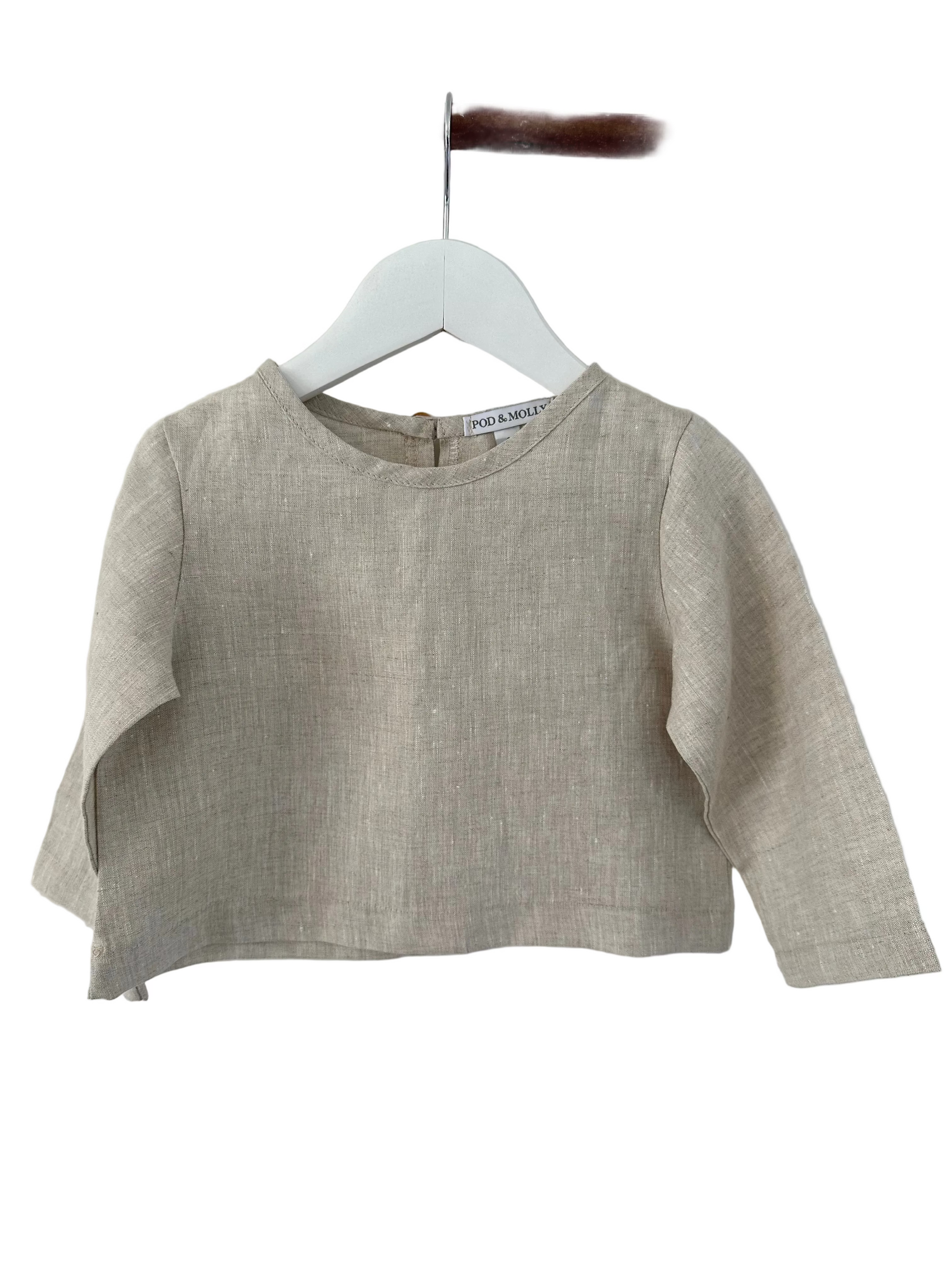 Esther girls linen top sand