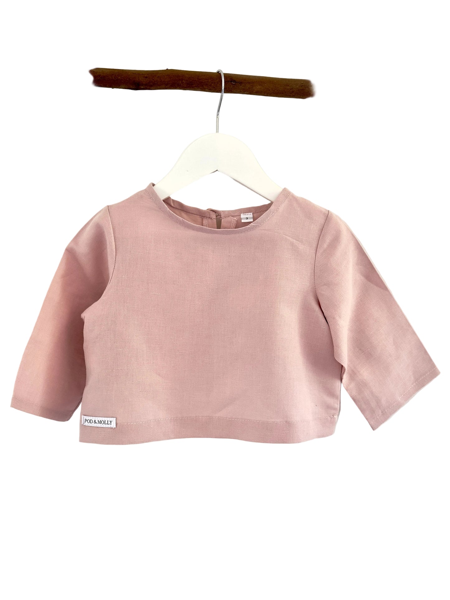 Esther girls linen top pink front