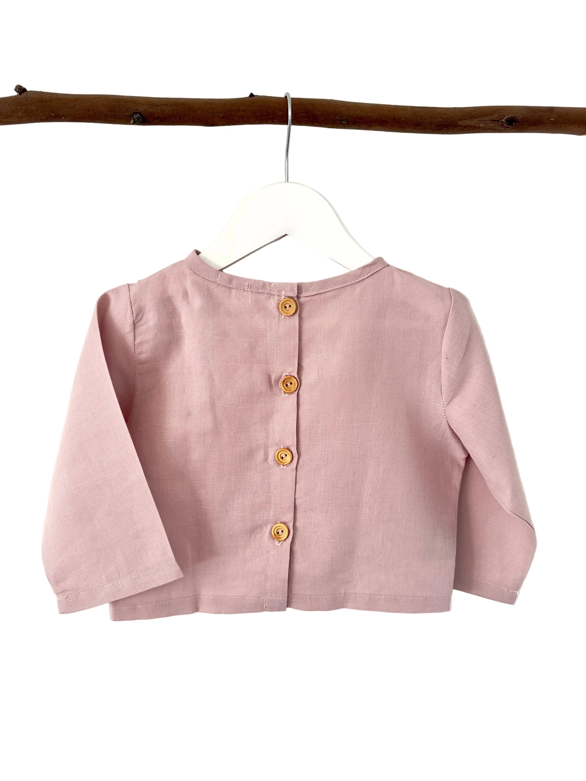 Esther girls linen top pink back