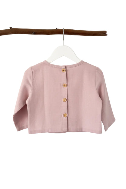 Esther girls linen top pink back