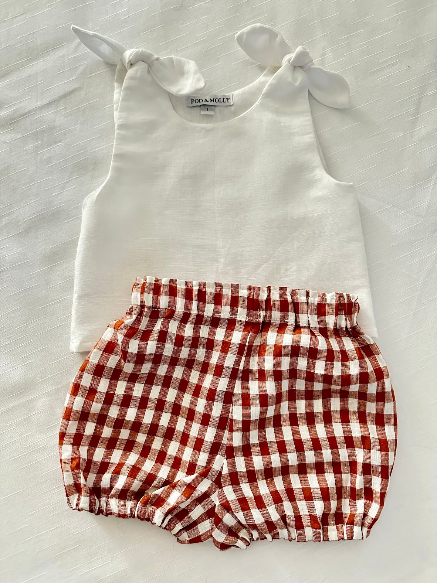 Grace baby top and Frankie gingham pants