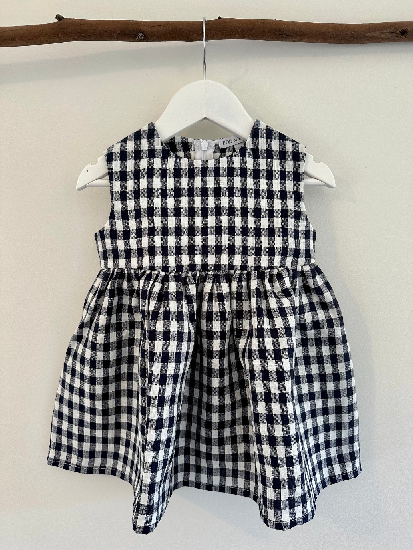 Olivia Linen baby dress nany check