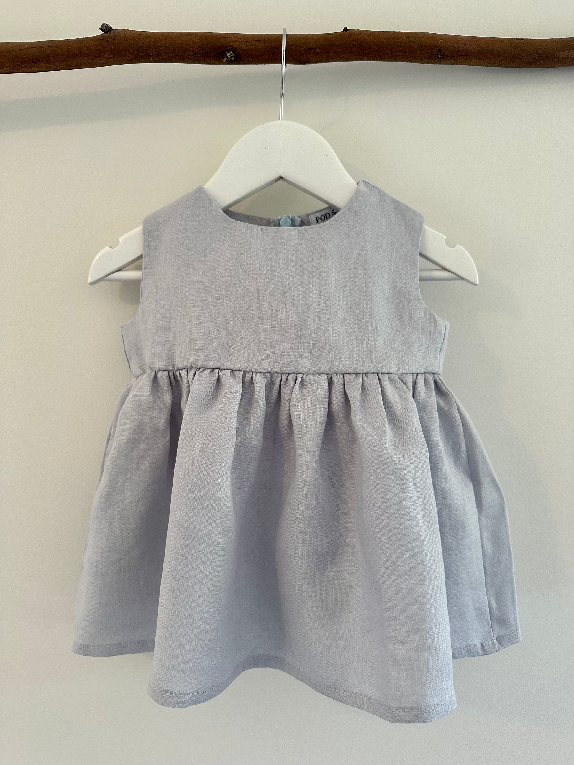 Olivia Linen baby dress pale blue