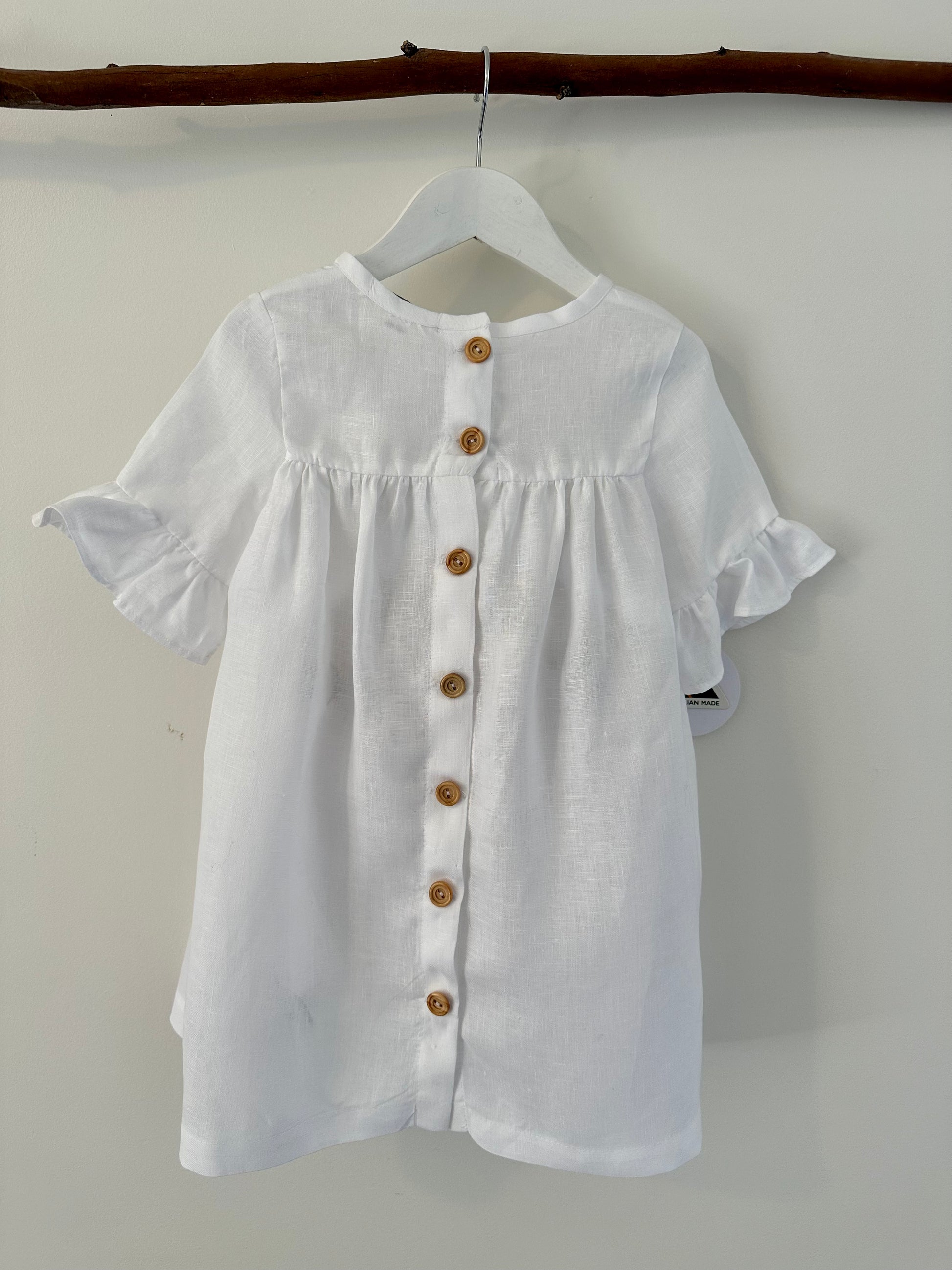 Girls Lilly dress white linen back