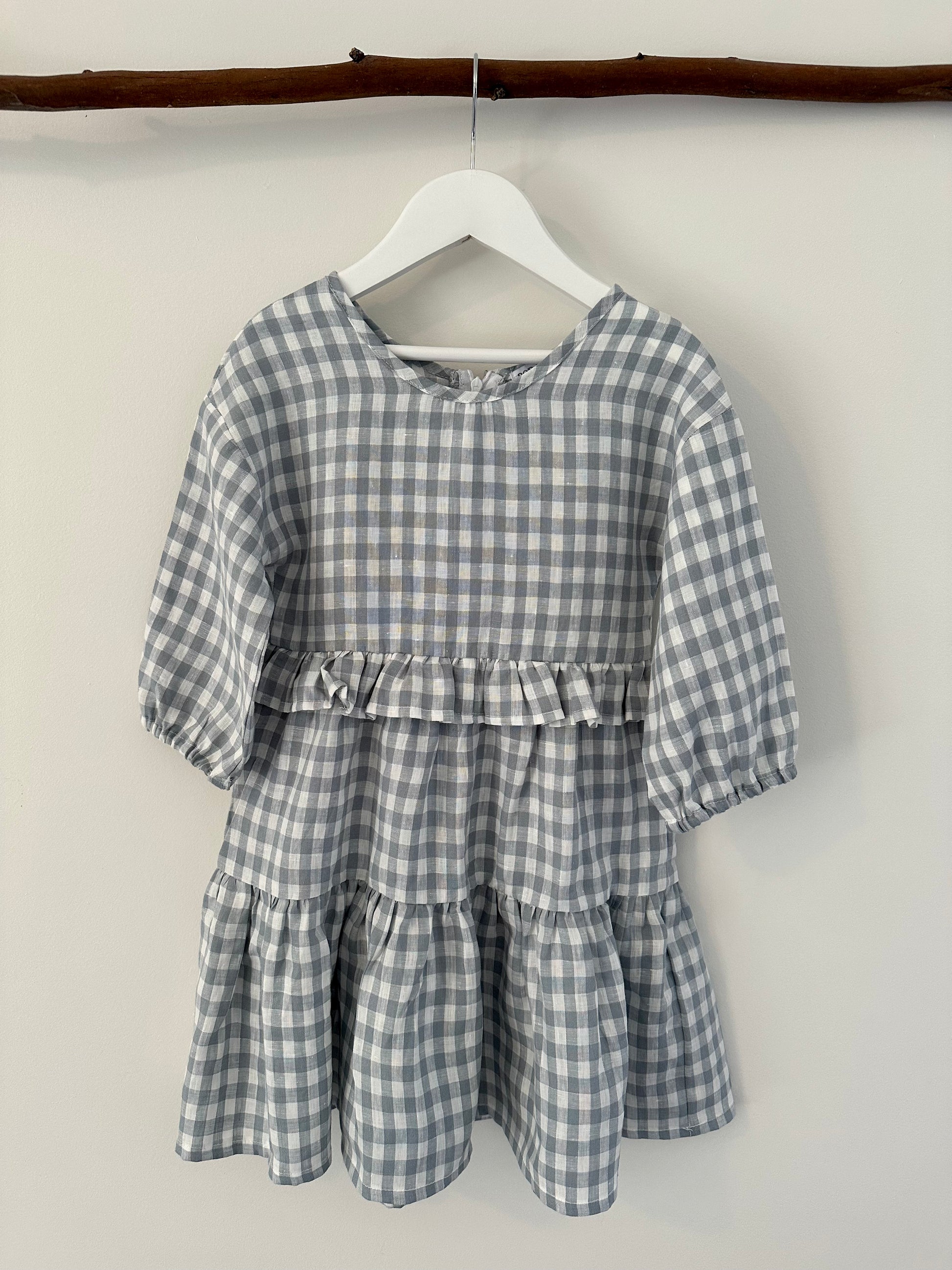 Elke Dress pale blue check front