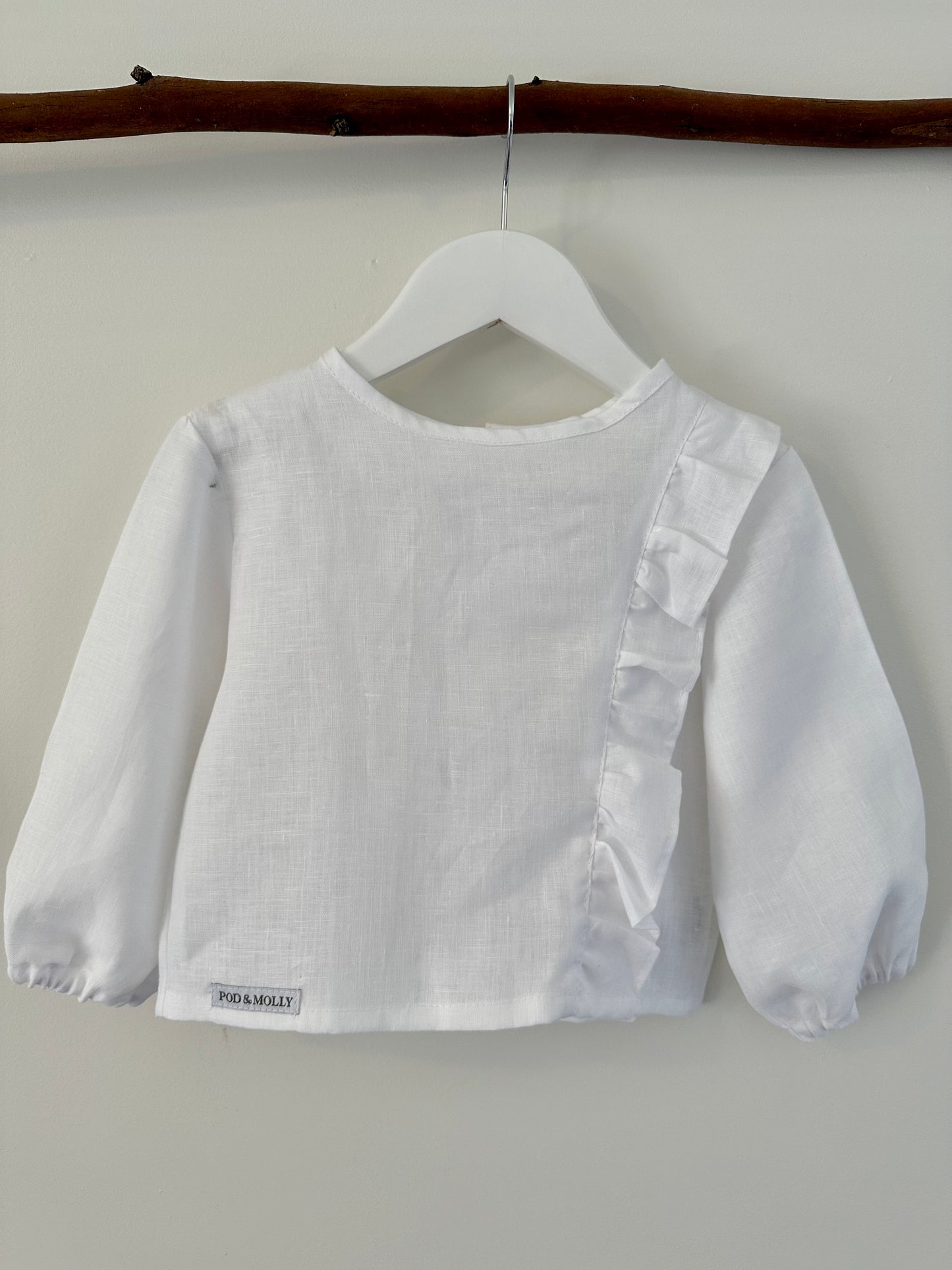 Bella ruffle button girls top