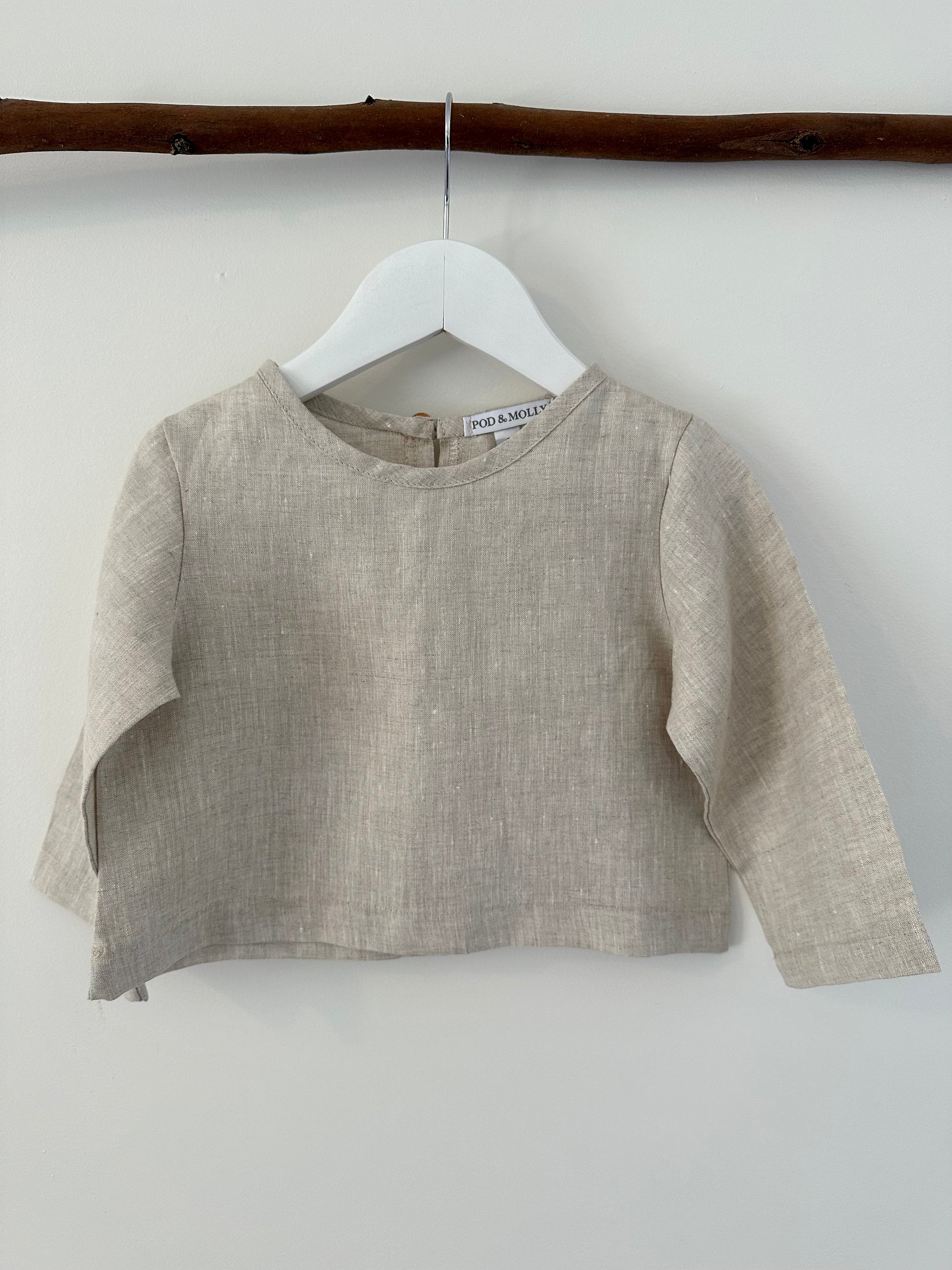 Esther girls linen top sand