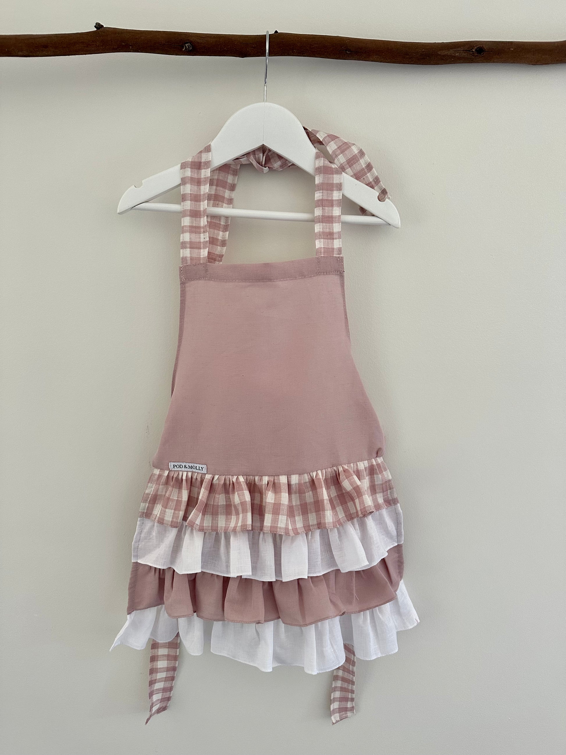 keira ruffled linen apron