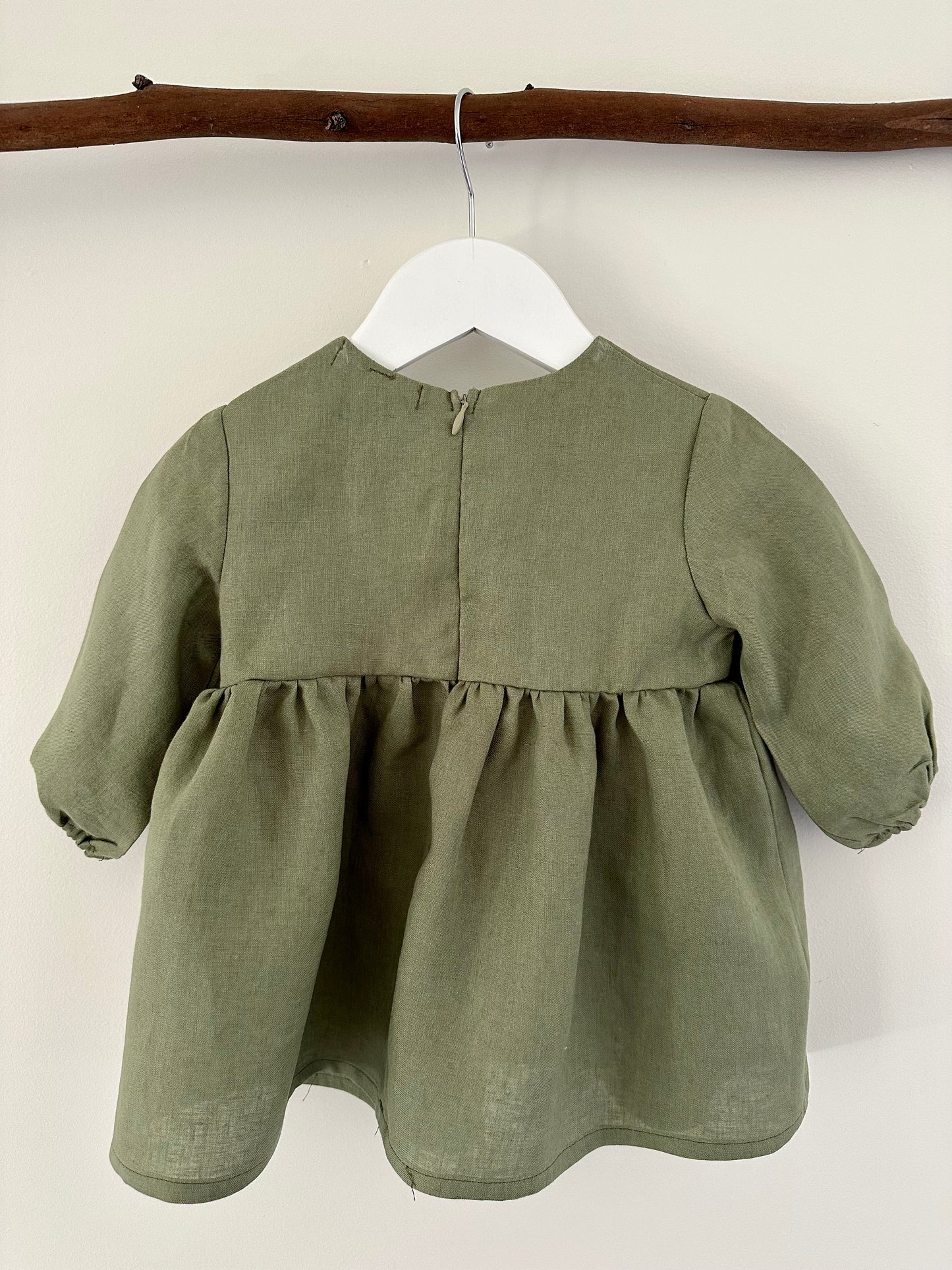 Sophie linen dress Olive back