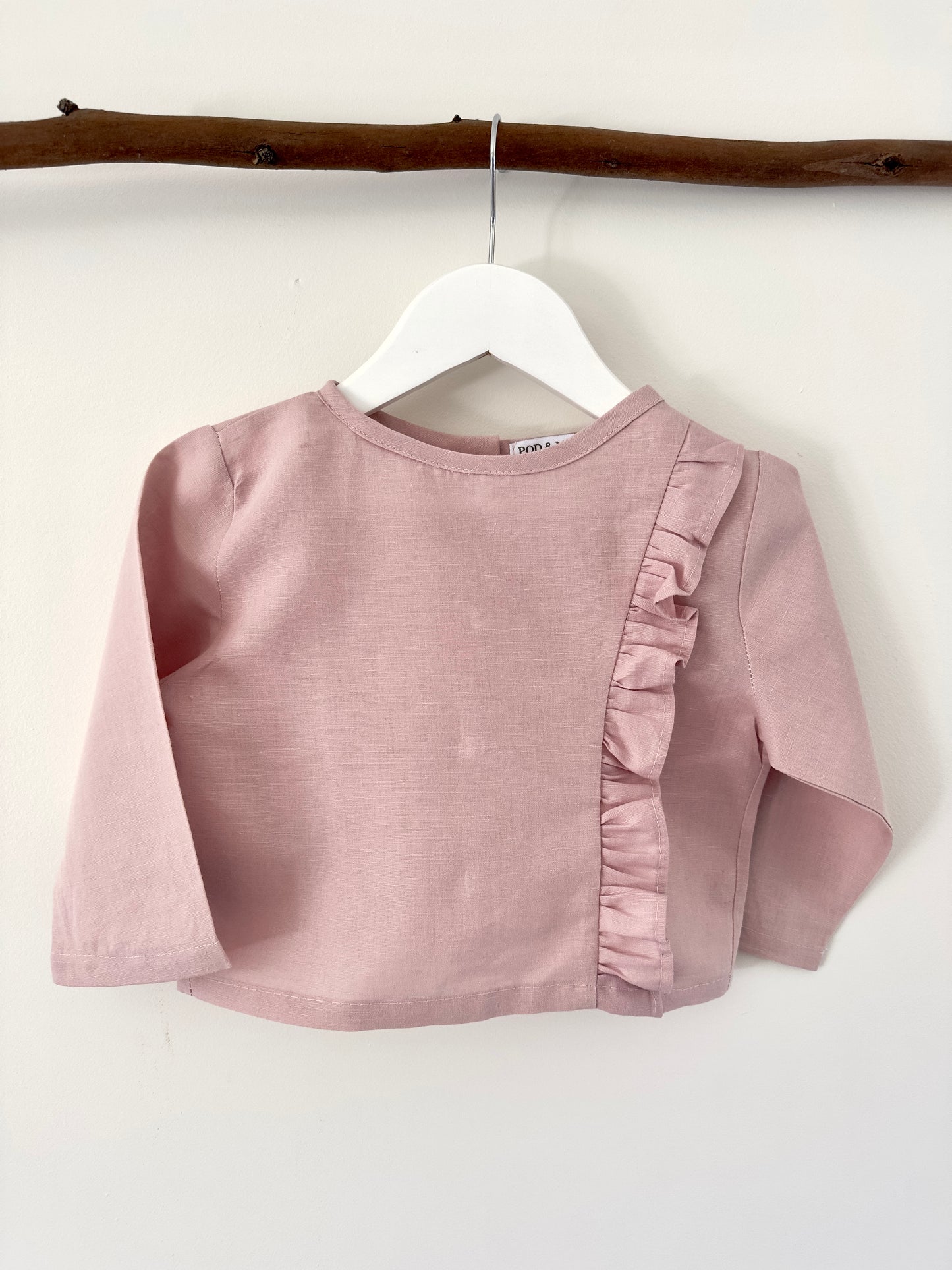 Bella ruffle button girls top