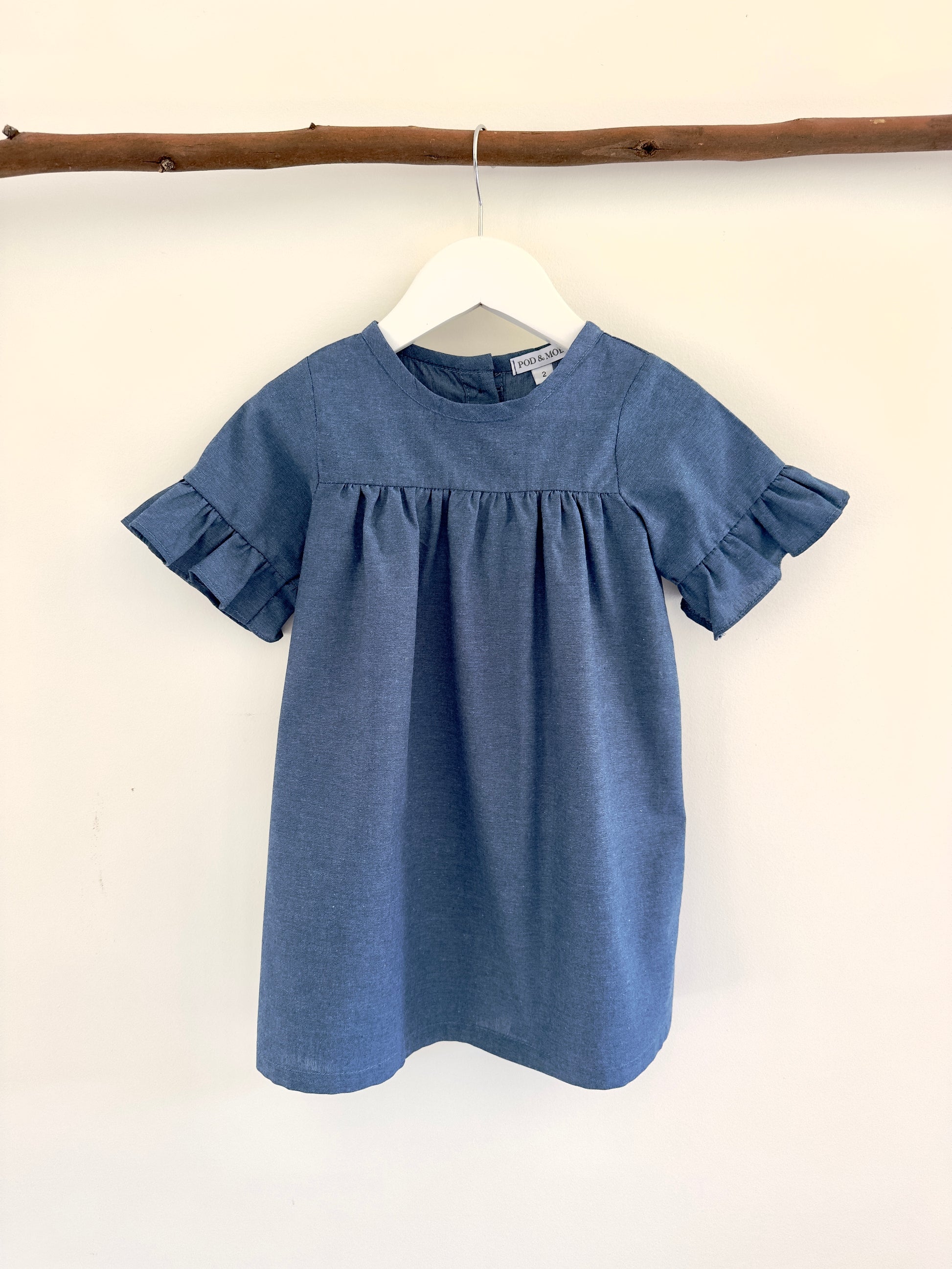 Girls Lilly dress mid blue front