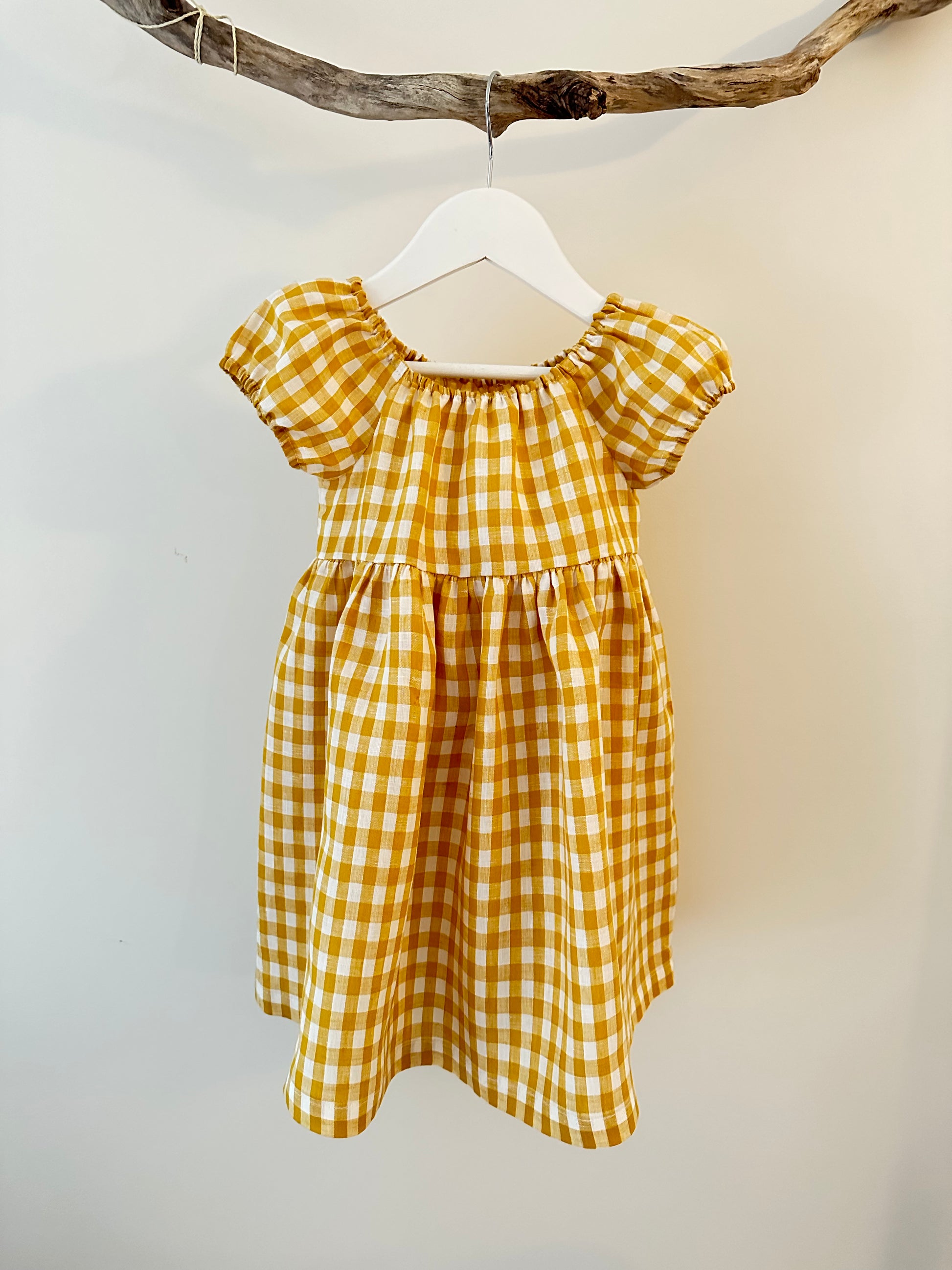 Stella linen gingham Dress yellow