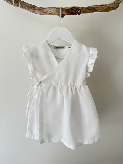 Sally linen crossover tie dress