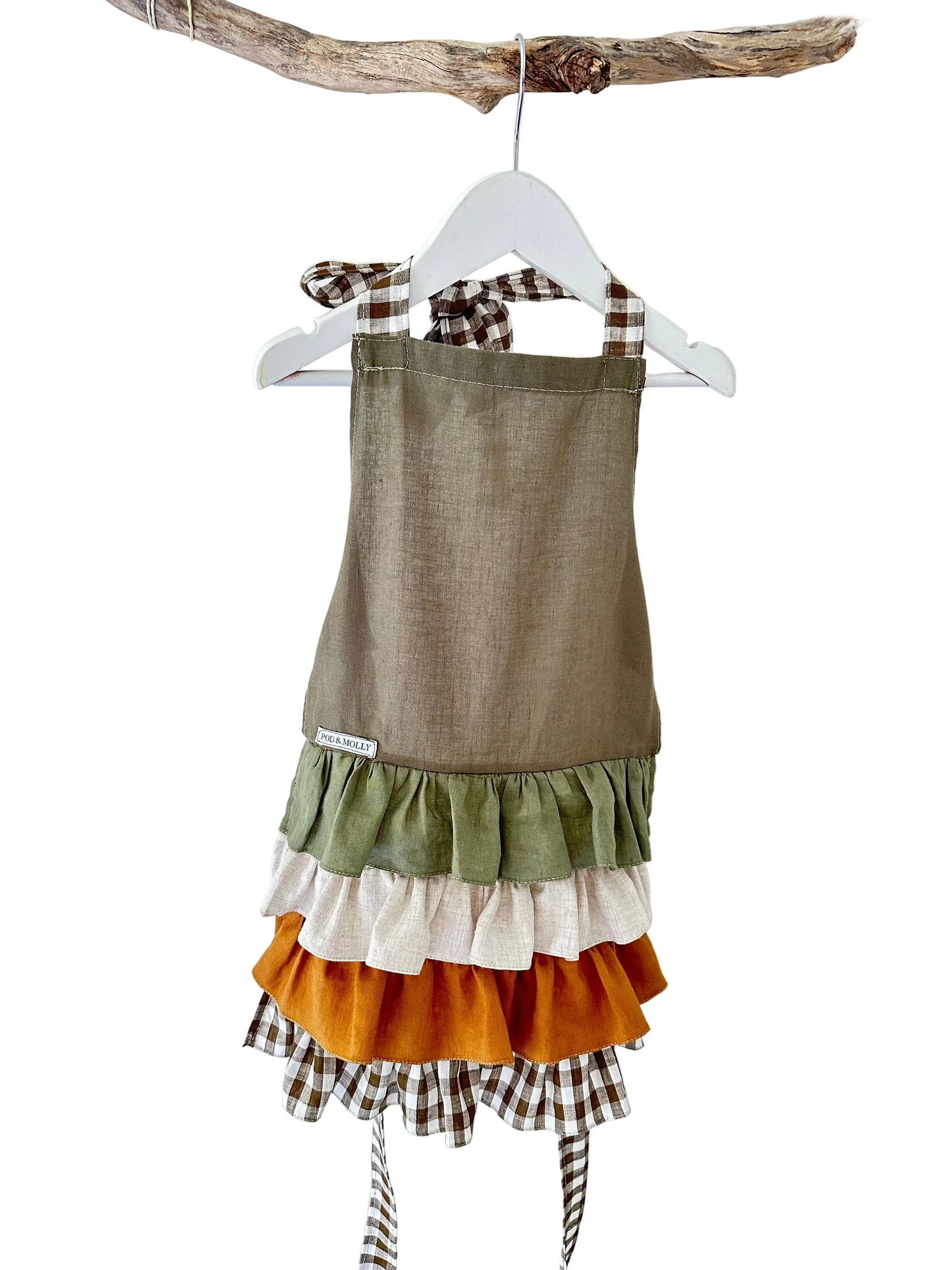 keira ruffled linen apron