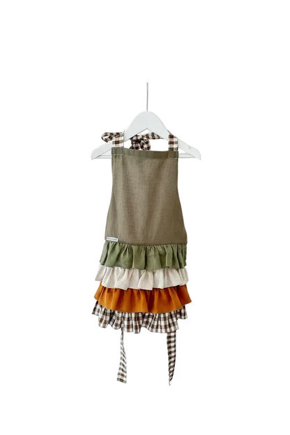 keira ruffled linen apron