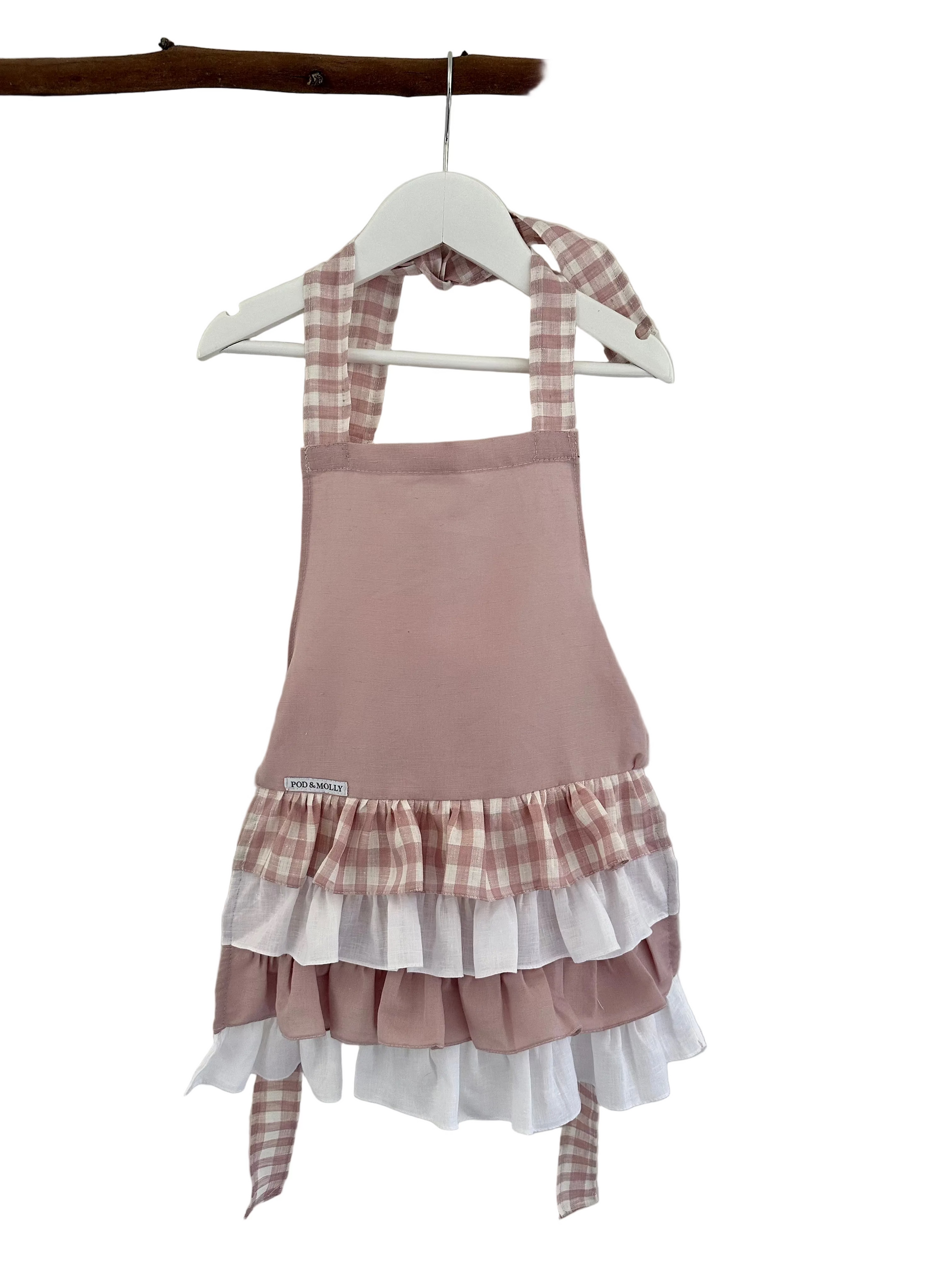 keira ruffled linen apron