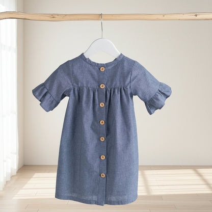 Girls Lilly dress back Chambray