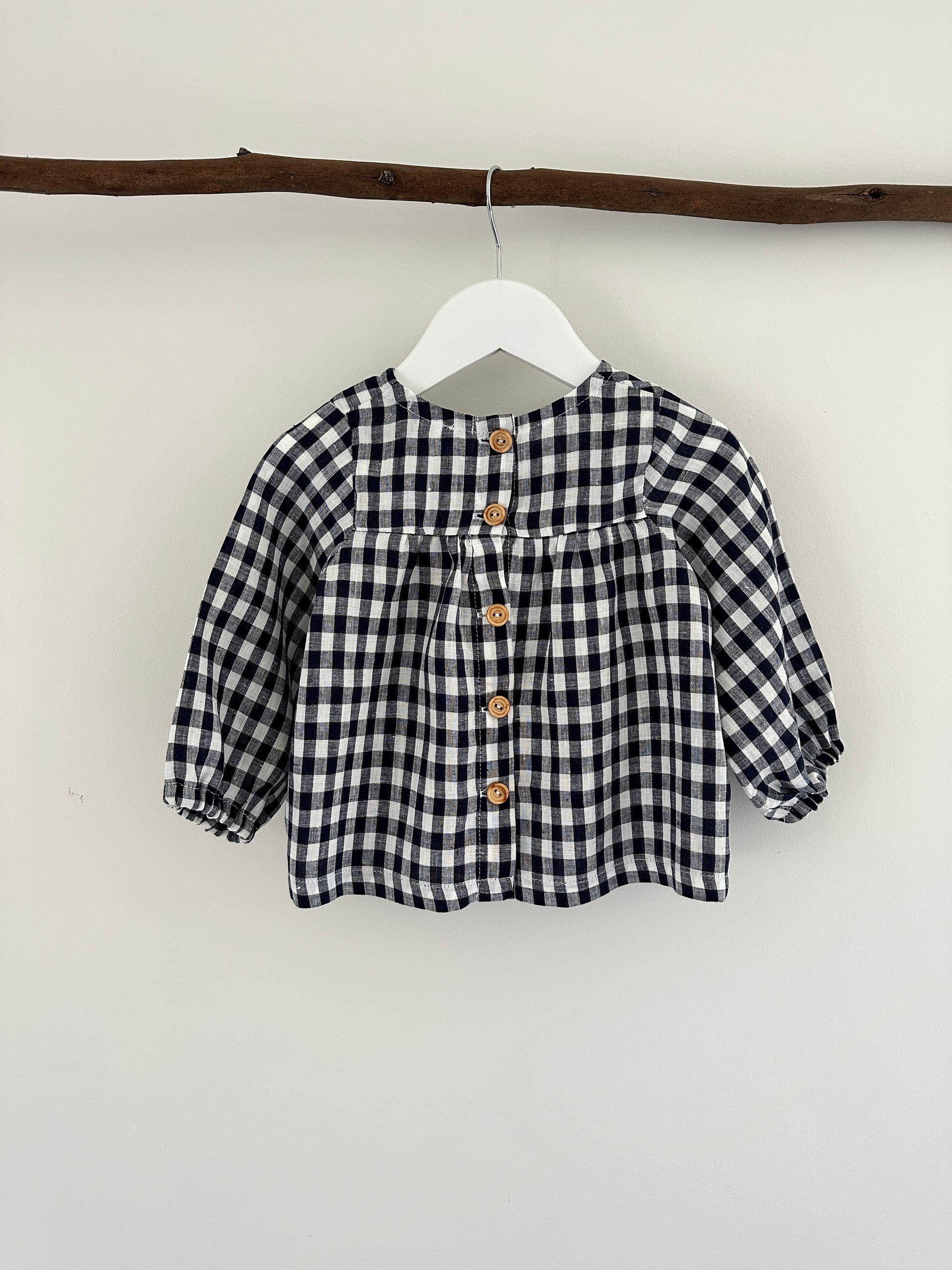 Lilly long sleeve top navy check