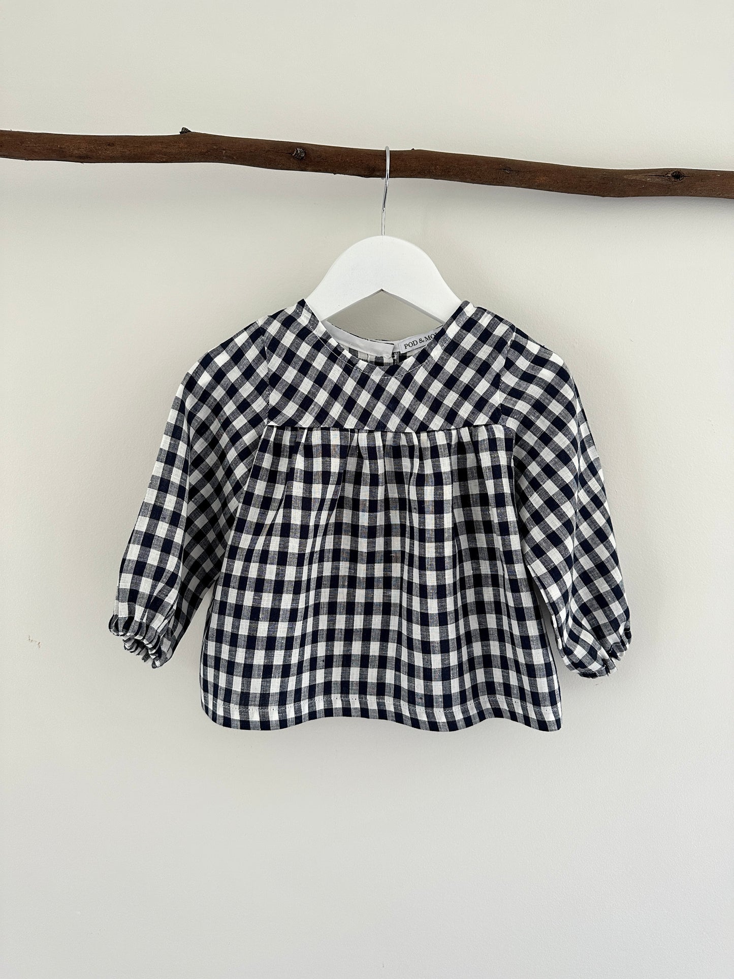 Lilly long sleeve top navy check