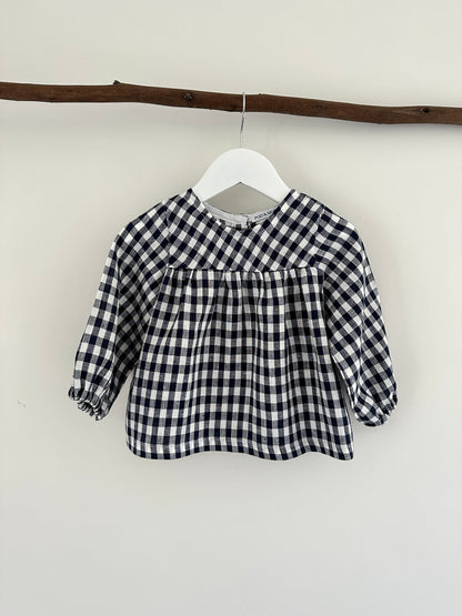 Lilly long sleeve top navy check