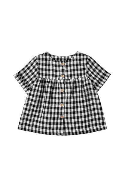 LillyNavycheckTopCuffsleevesback
