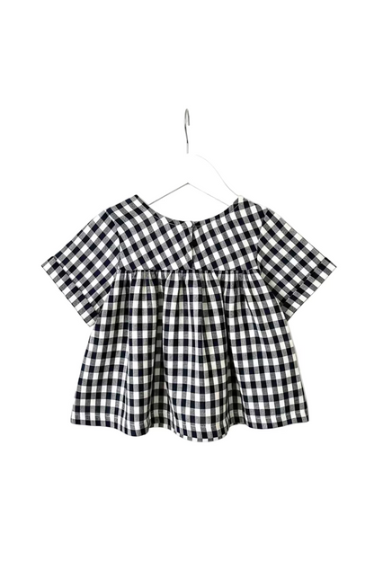 LillyNavycheckTopCuffsleevesfront