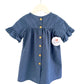 Girls Lilly dress mid blue back