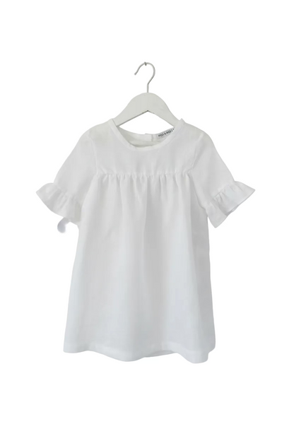 Girls Lilly dress white linen front