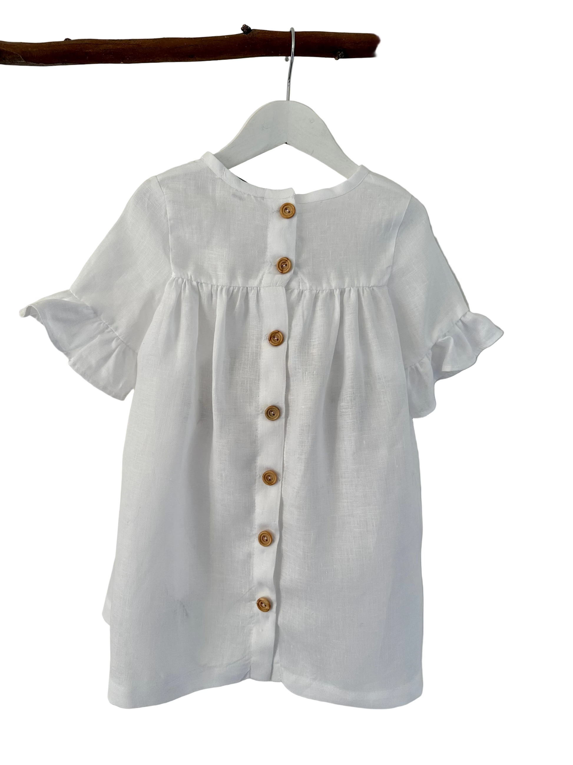 Girls Lilly dress white linen back