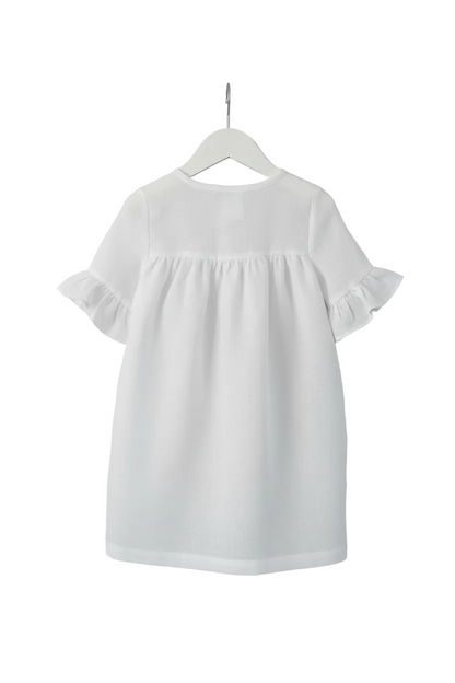 Girls Lilly dress white linen back