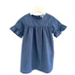 Girls Lilly dress mid blue front