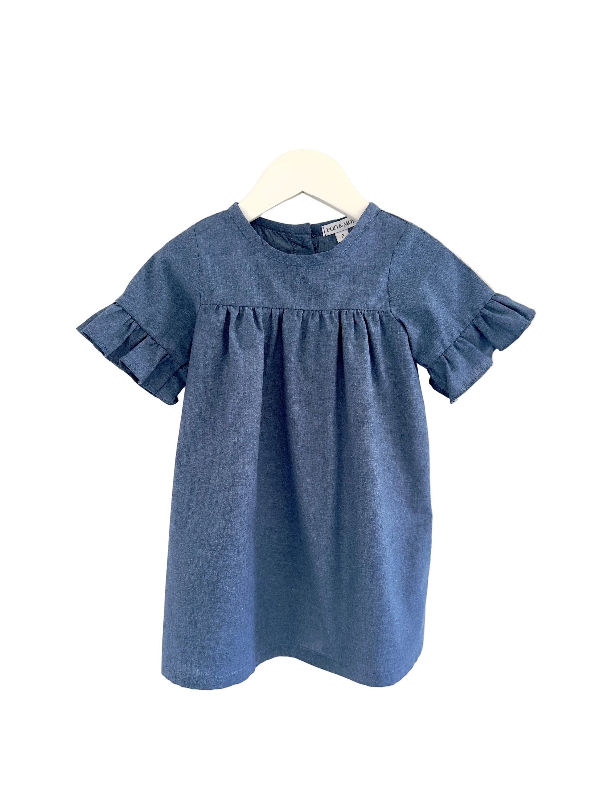 Girls Lilly dress mid blue front