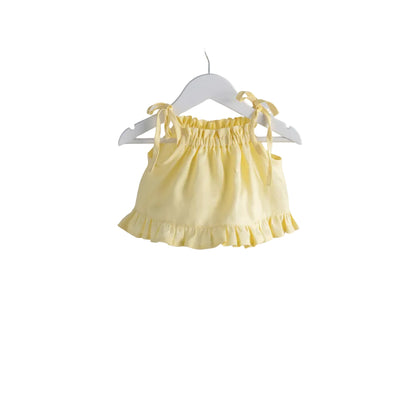 Milla Baby top in lemon linen front