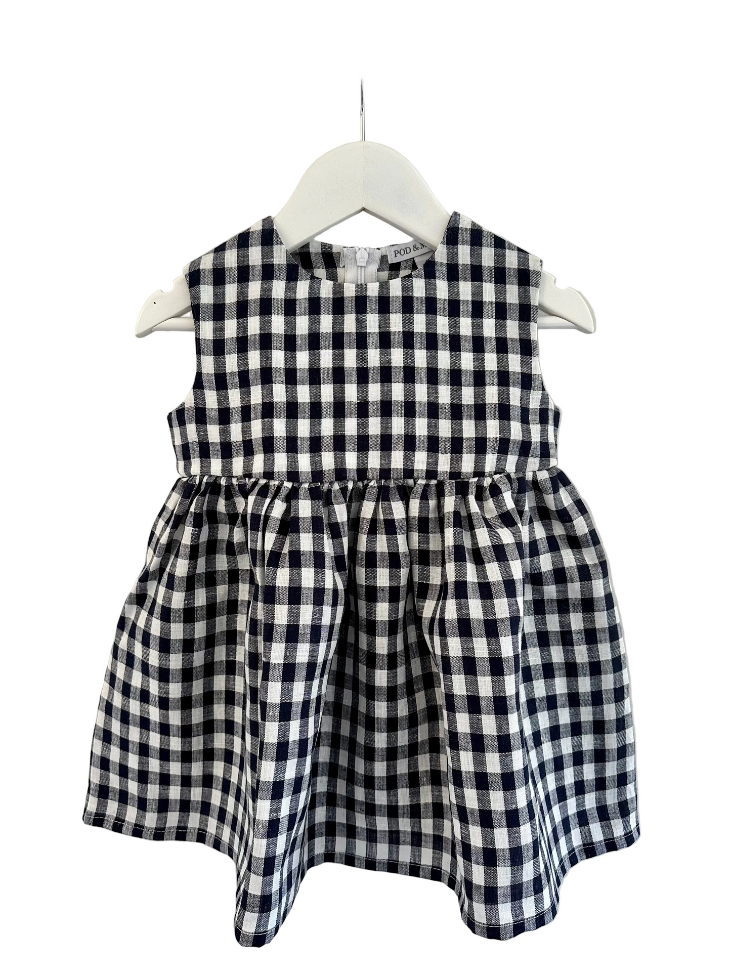 Olivia Linen baby dress nany check