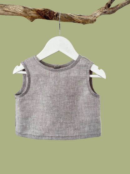 Riley Grey linen Top front