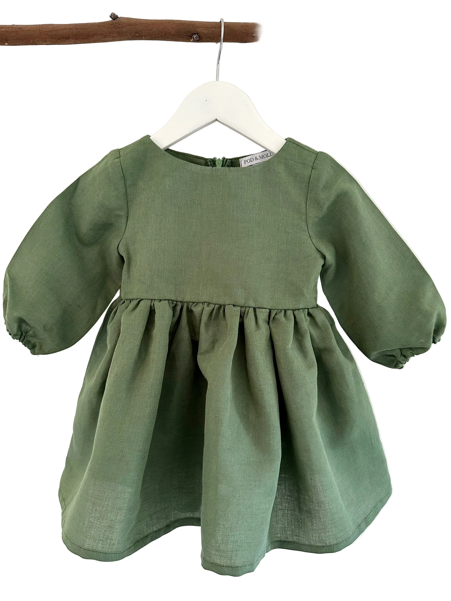 Sophie linen dress Kale front