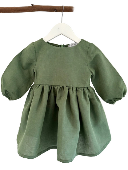 Sophie linen dress Kale front