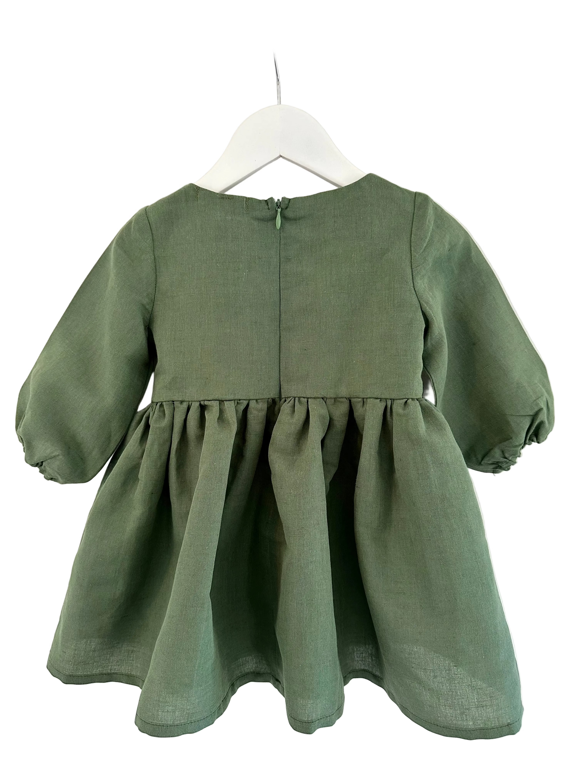Sophie linen dress Kale back