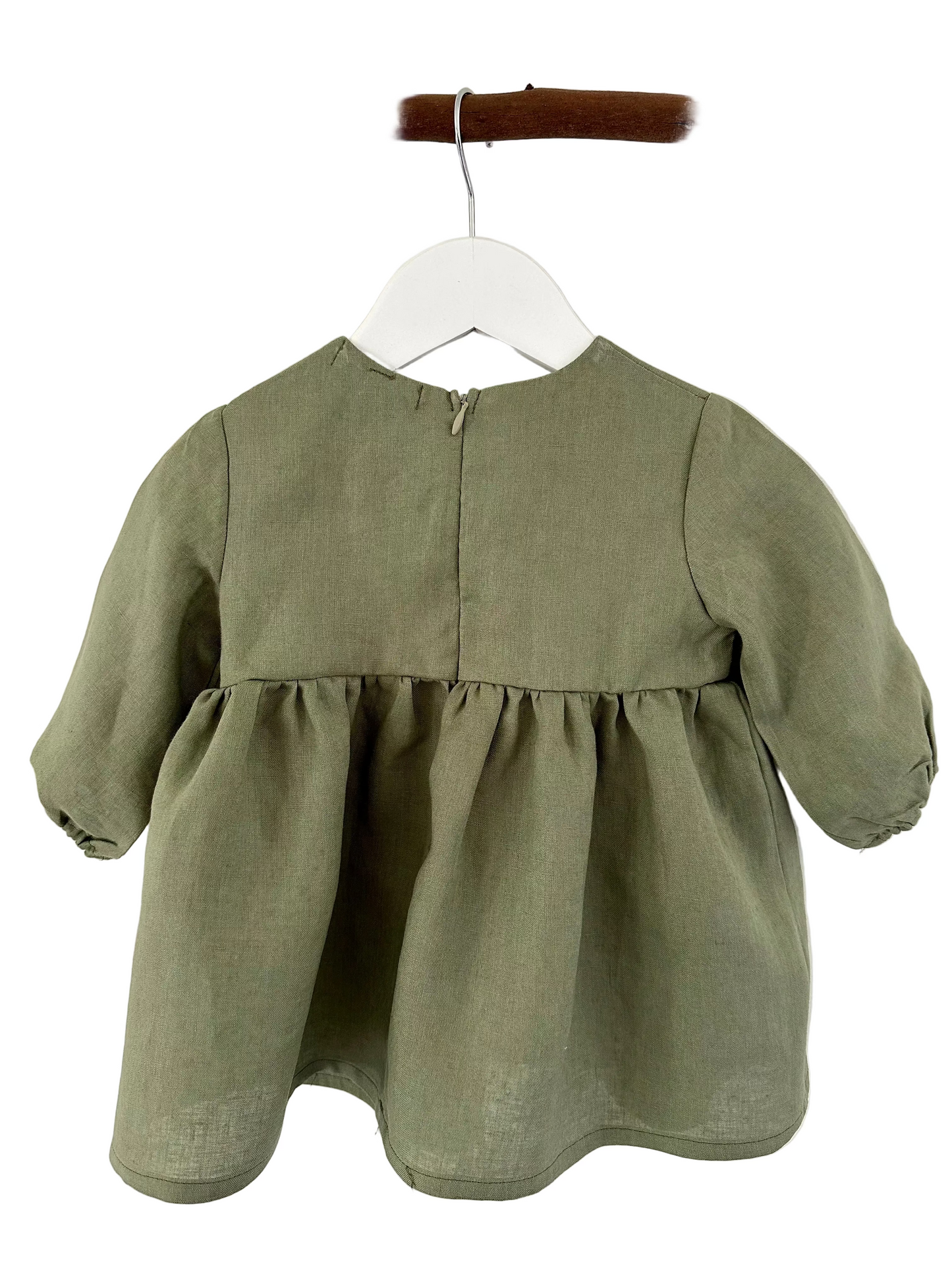 Sophie linen dress Olive back